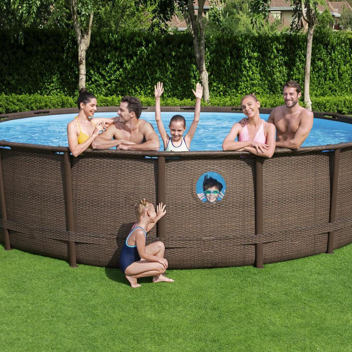 BESTWAY - Piscina Estructural Redonda Tipo Ratán 488x122cm