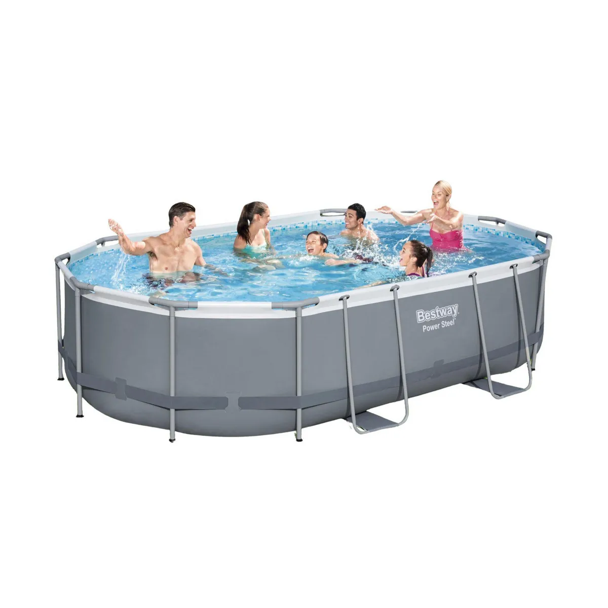 BESTWAY - Piscina Estructural Ovalada con Bomba Bestway Power Steel 488x305x107cm 10949l