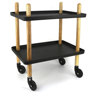 Carrito Organizador 2 Niveles Negro/Madera