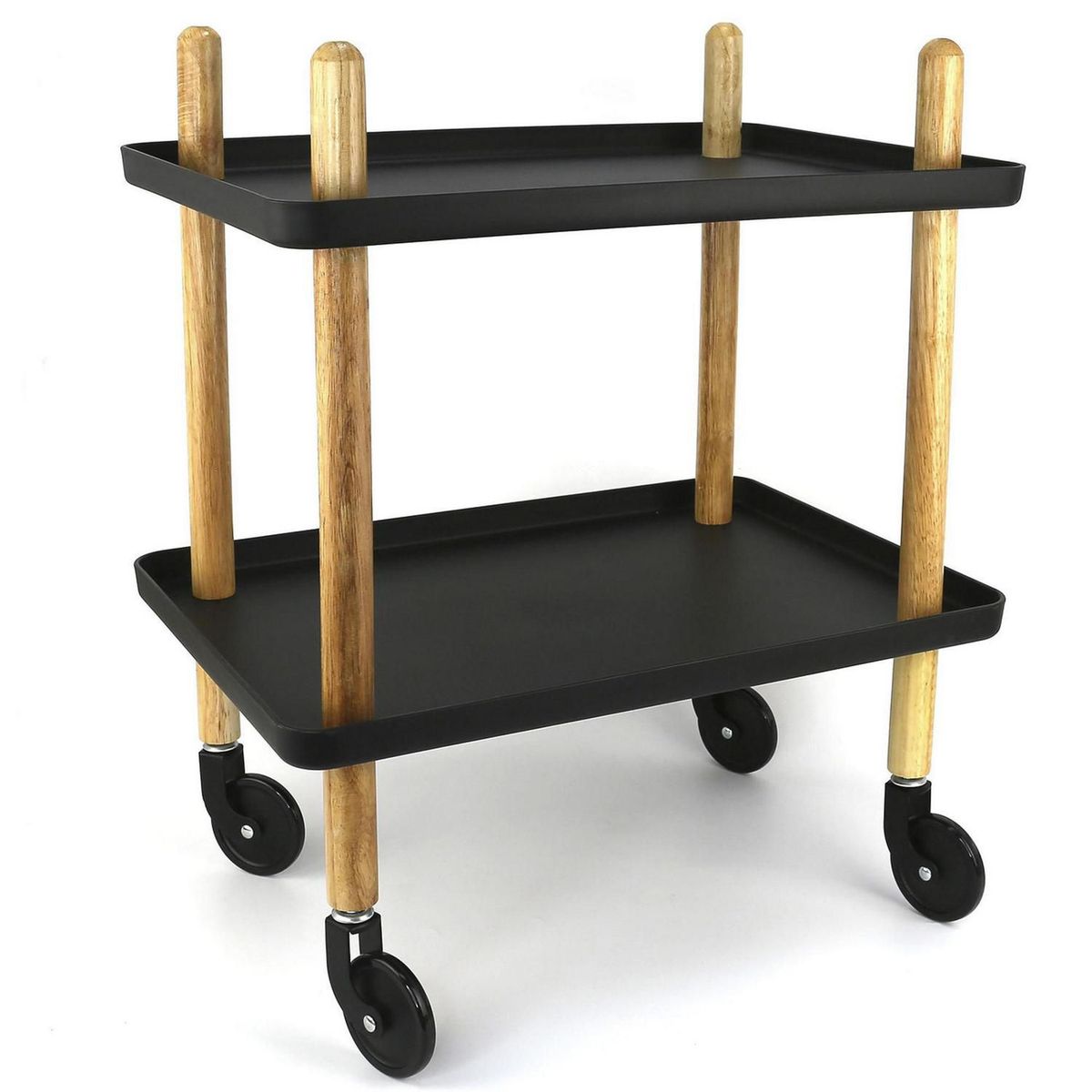JUST HOME COLLECTION - Carrito Organizador 2 Niveles Negro/Madera