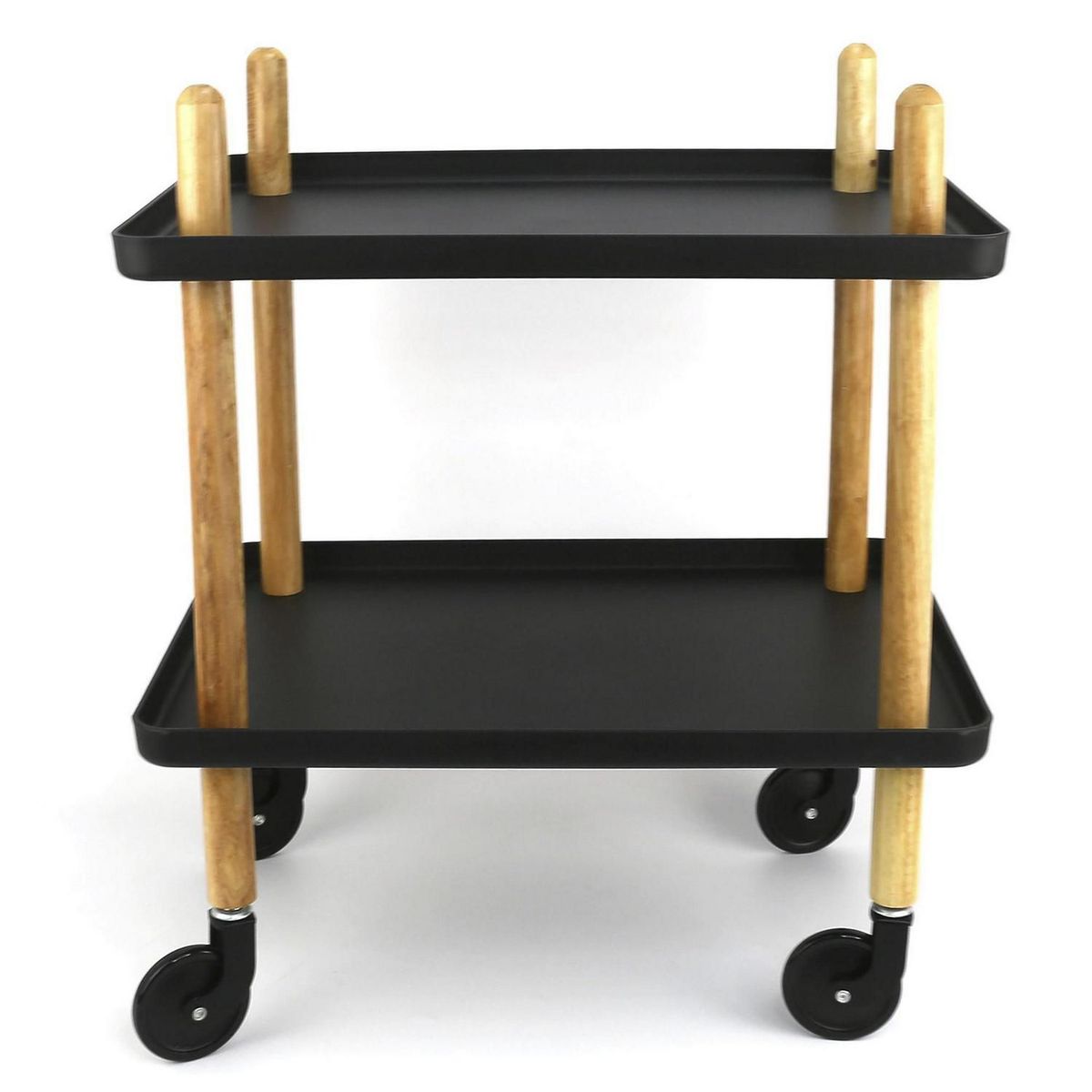 JUST HOME COLLECTION - Carrito Organizador 2 Niveles Negro/Madera
