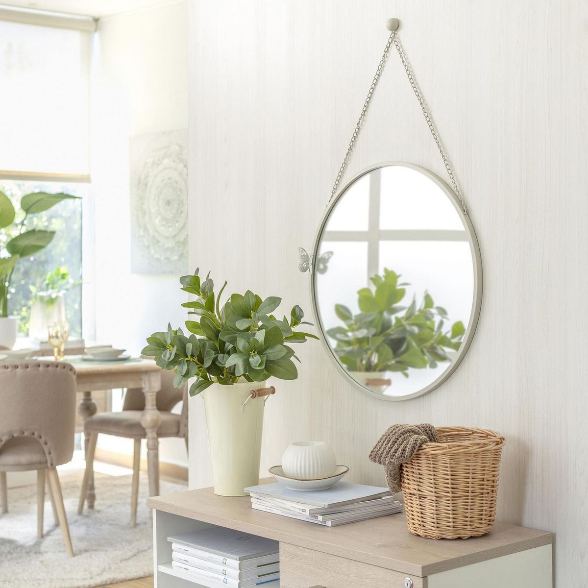 HOMY - Espejo con Cuerda Calais Blanco 61cm