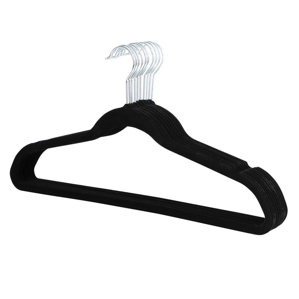 JUST HOME COLLECTION - Set x30 Colgador de Ropa de Gamuza Negro