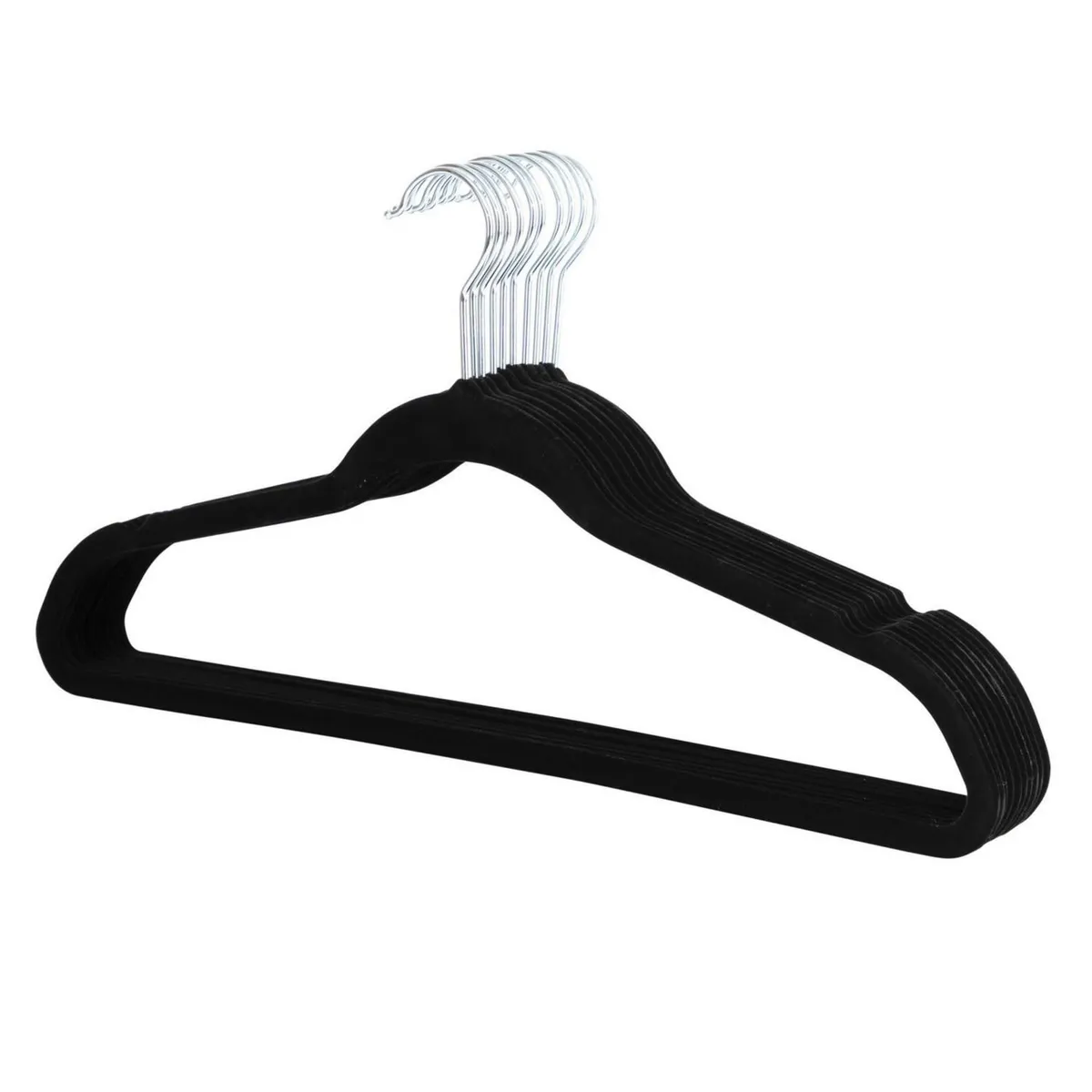 JUST HOME COLLECTION - Set x30 Colgador de Ropa de Gamuza Negro