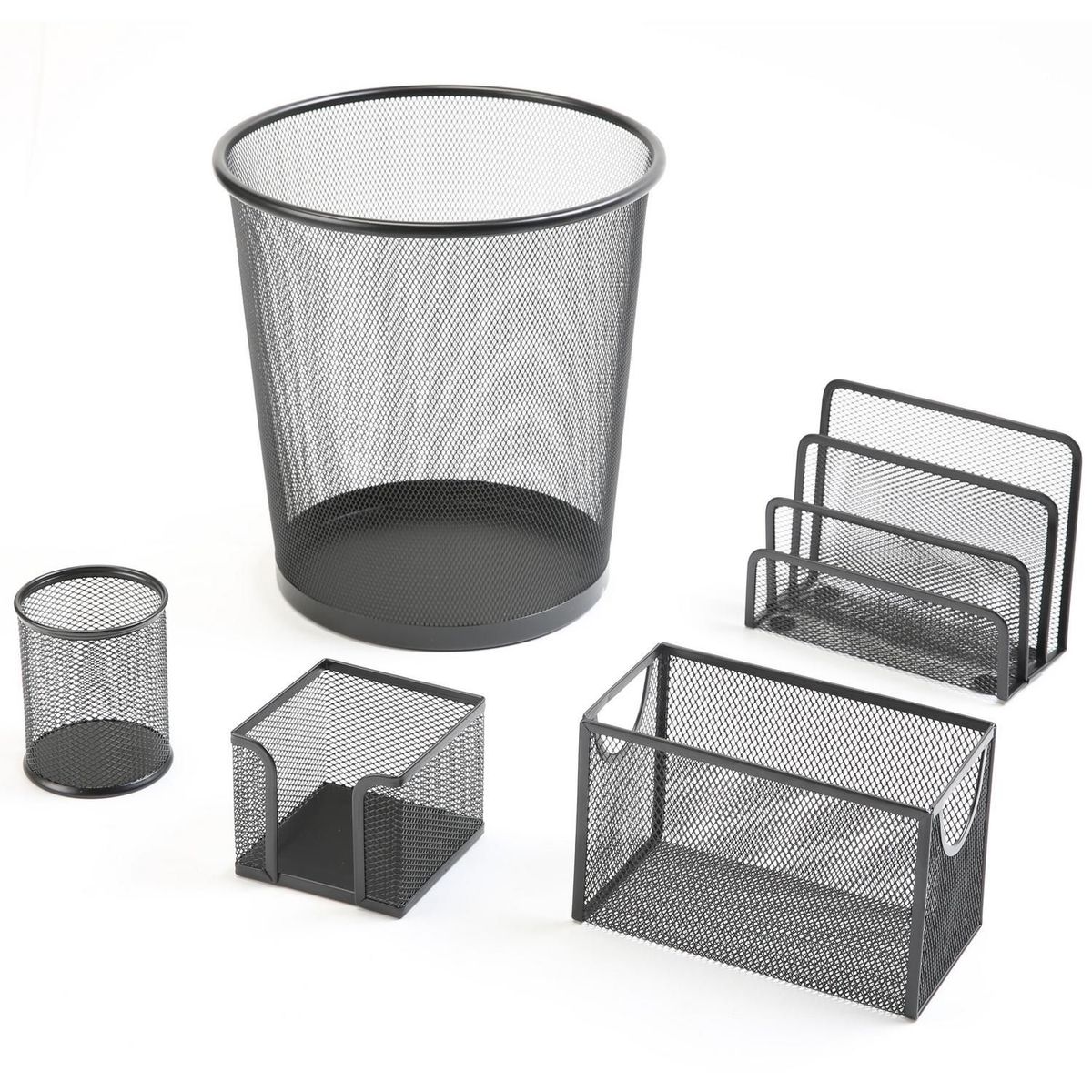 JUST HOME COLLECTION - Papelera Oficina Malla Negra 13L