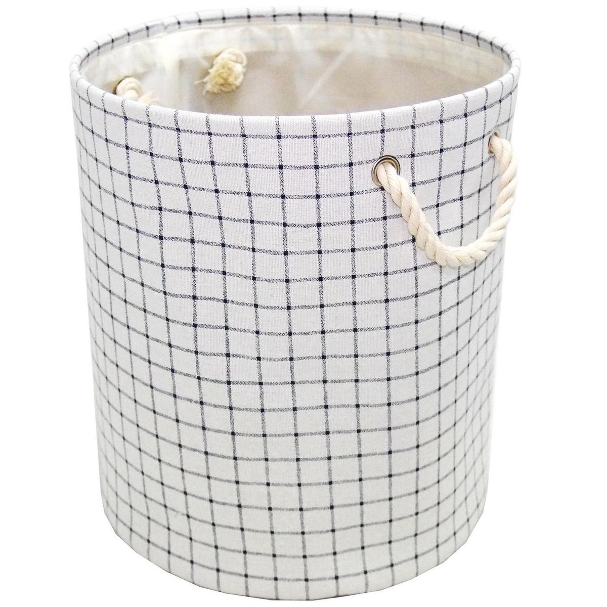 JUST HOME COLLECTION - Cesto de Ropa Cuadros Blanco