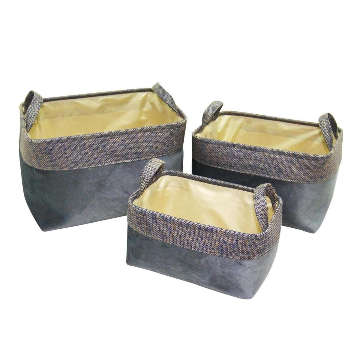 JUST HOME COLLECTION - Set 3 Canastas Organizadoras Velvet Gris