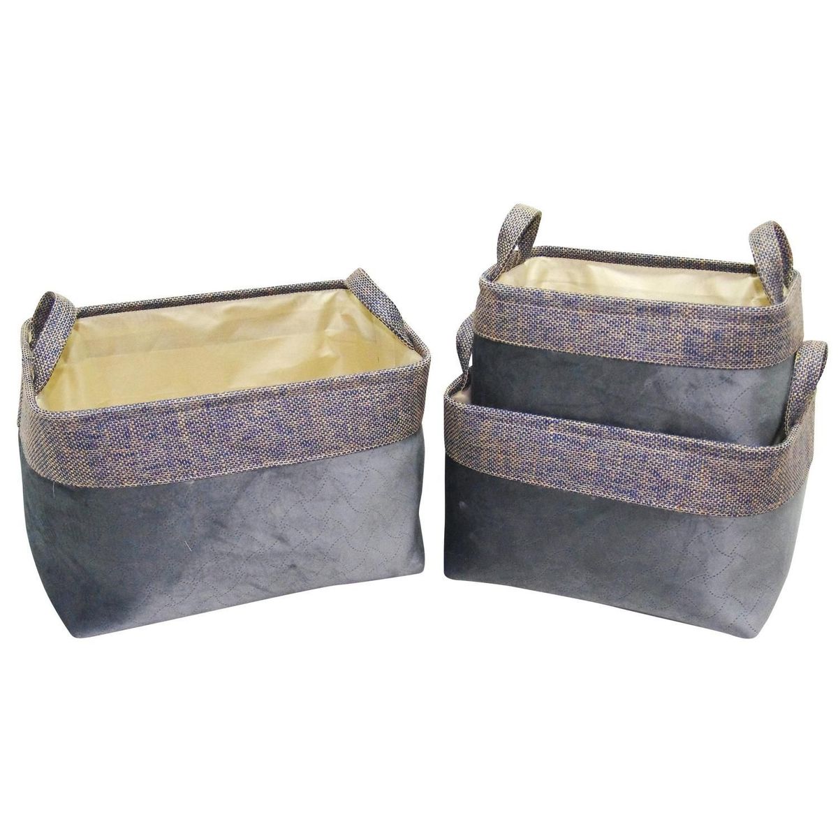 JUST HOME COLLECTION - Set 3 Canastas Organizadoras Velvet Gris