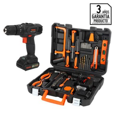 Taladro Inal�mbrico Bauker 10mm 12V Bauker + Set de Herramientas Manuales 44 Piezas