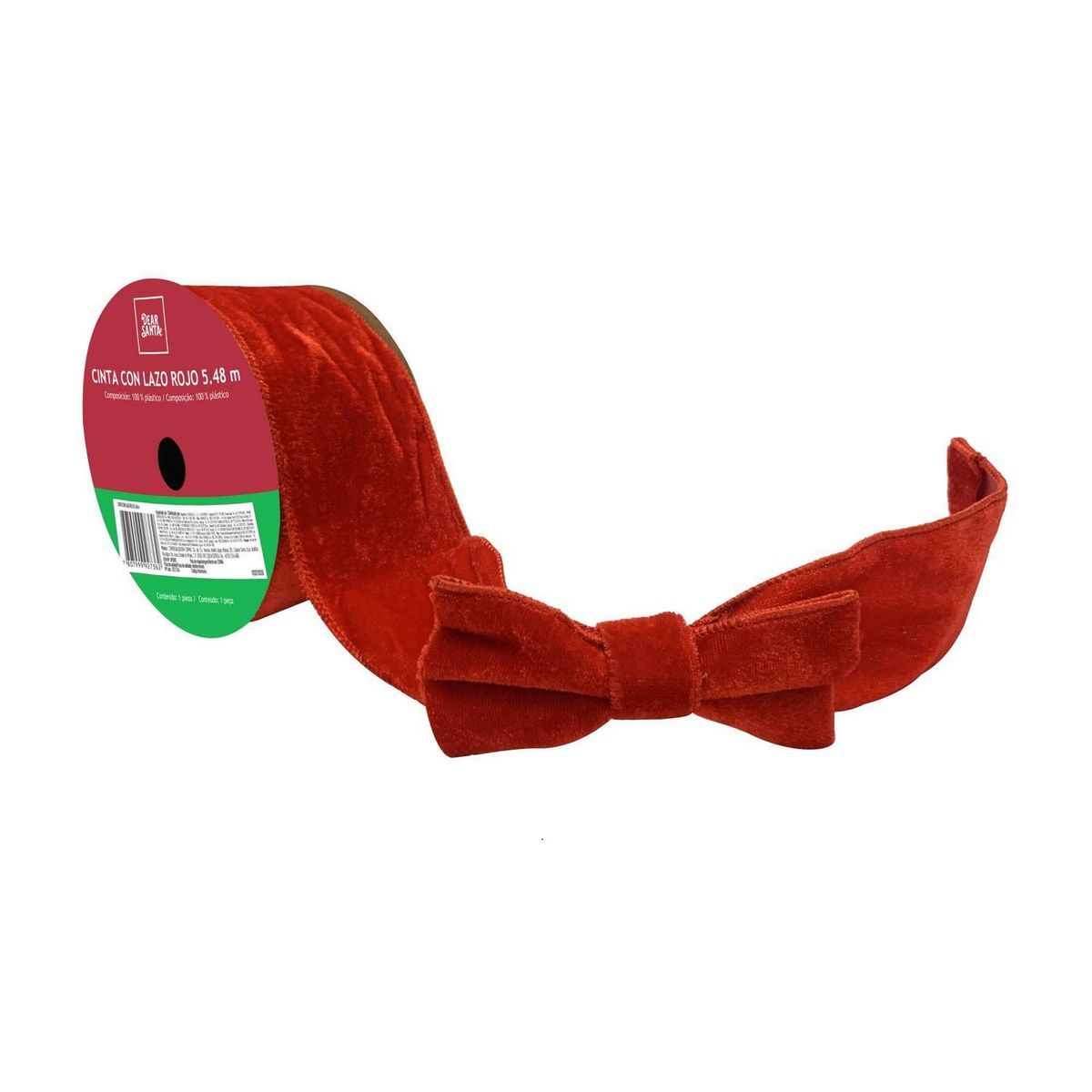 DEAR SANTA - Cinta Navidad con Lazo Rojo 5m