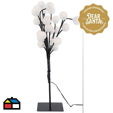 rbol 60cm 32 Luces Esferas Blanco Clido