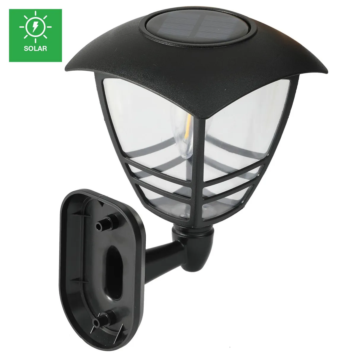 JUST HOME COLLECTION - Farol Pared Solar Eddi Luz Cálida Negro Luz Cálida