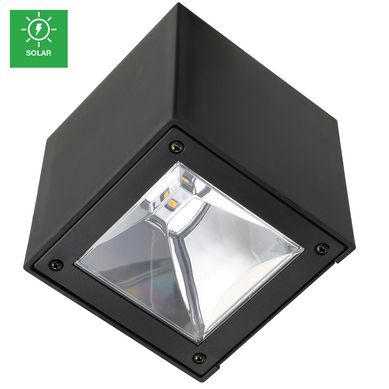 Aplique Solar Led Cubik Luz C�lida Negro Luz C�lida