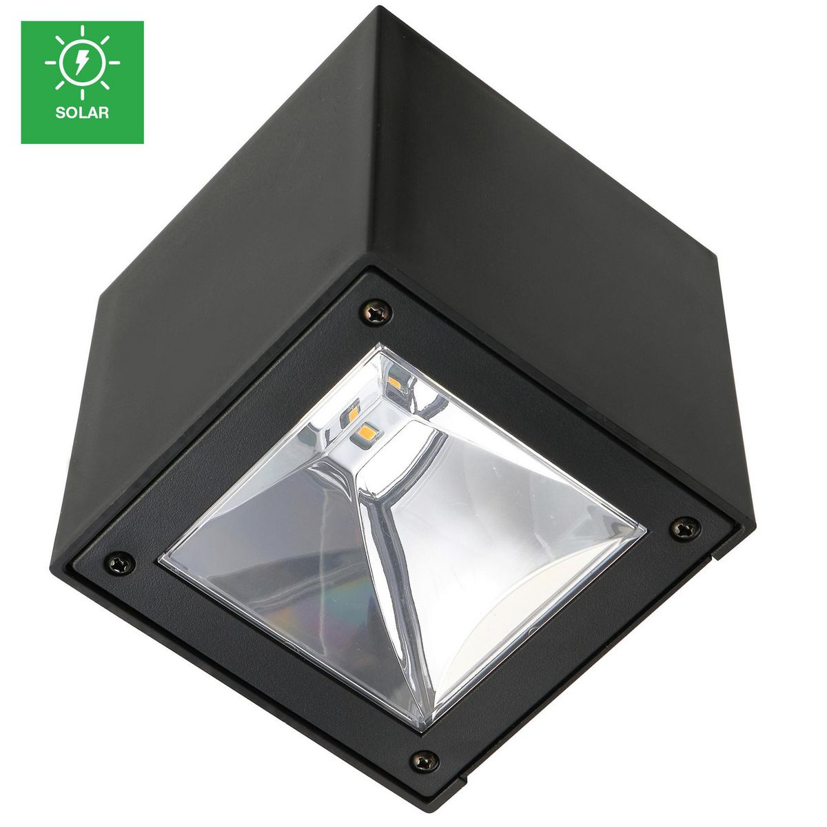 JUST HOME COLLECTION - Aplique Solar Led Cubik Luz Cálida Negro Luz Cálida