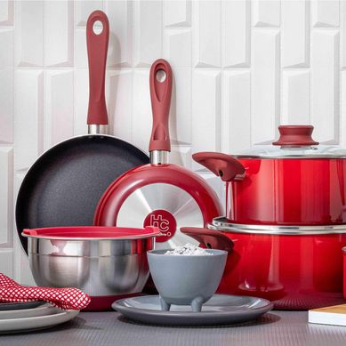 Bowl Acero Tapa Base Roja 18cm