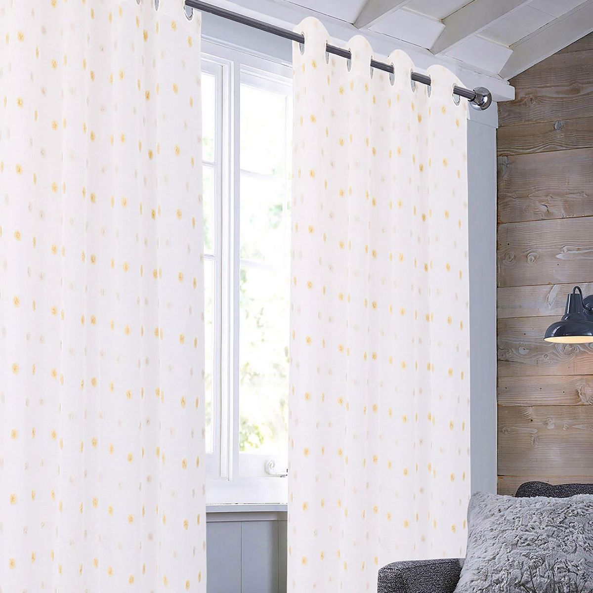 JUST HOME COLLECTION - Cortina Velo Pompom Blanco 140x220cm