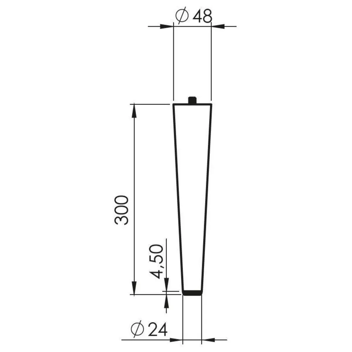 FIXSER - Patas para Muebles de Madera Cónica 300 mm