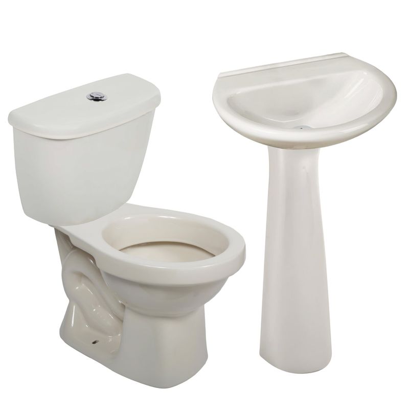 CORONA - Pedestal para Lavamanos Milano Bone + Lavamanos Sobre Pedestal Milano Bone + Tanque Laguna Bone Corona + Inodoro Laguna Bone Corona