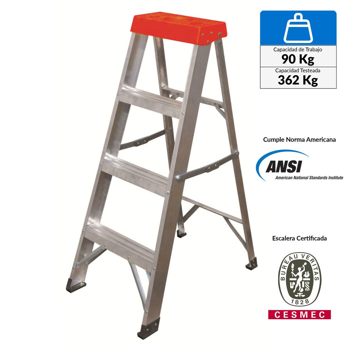 REDLINE - Escalera de tijera de Aluminio 3 pasos