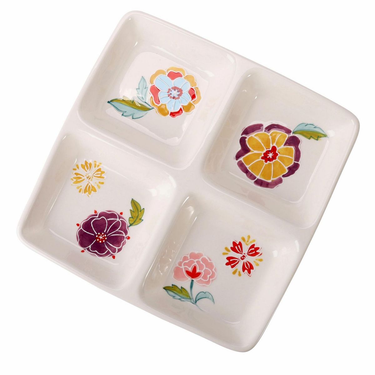 JUST HOME COLLECTION - Plato 4 Divisiones Flores Primavera 28cm