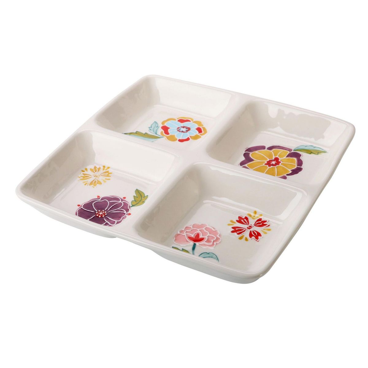 JUST HOME COLLECTION - Plato 4 Divisiones Flores Primavera 28cm