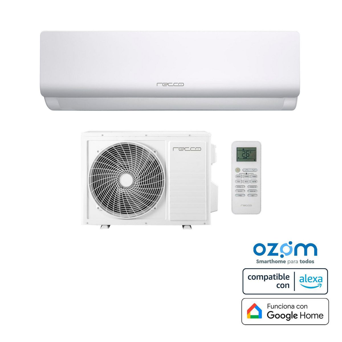 RECCO - Aire Acondicionado Recco Split 9000 BTU On/Off Smart Wi-Fi