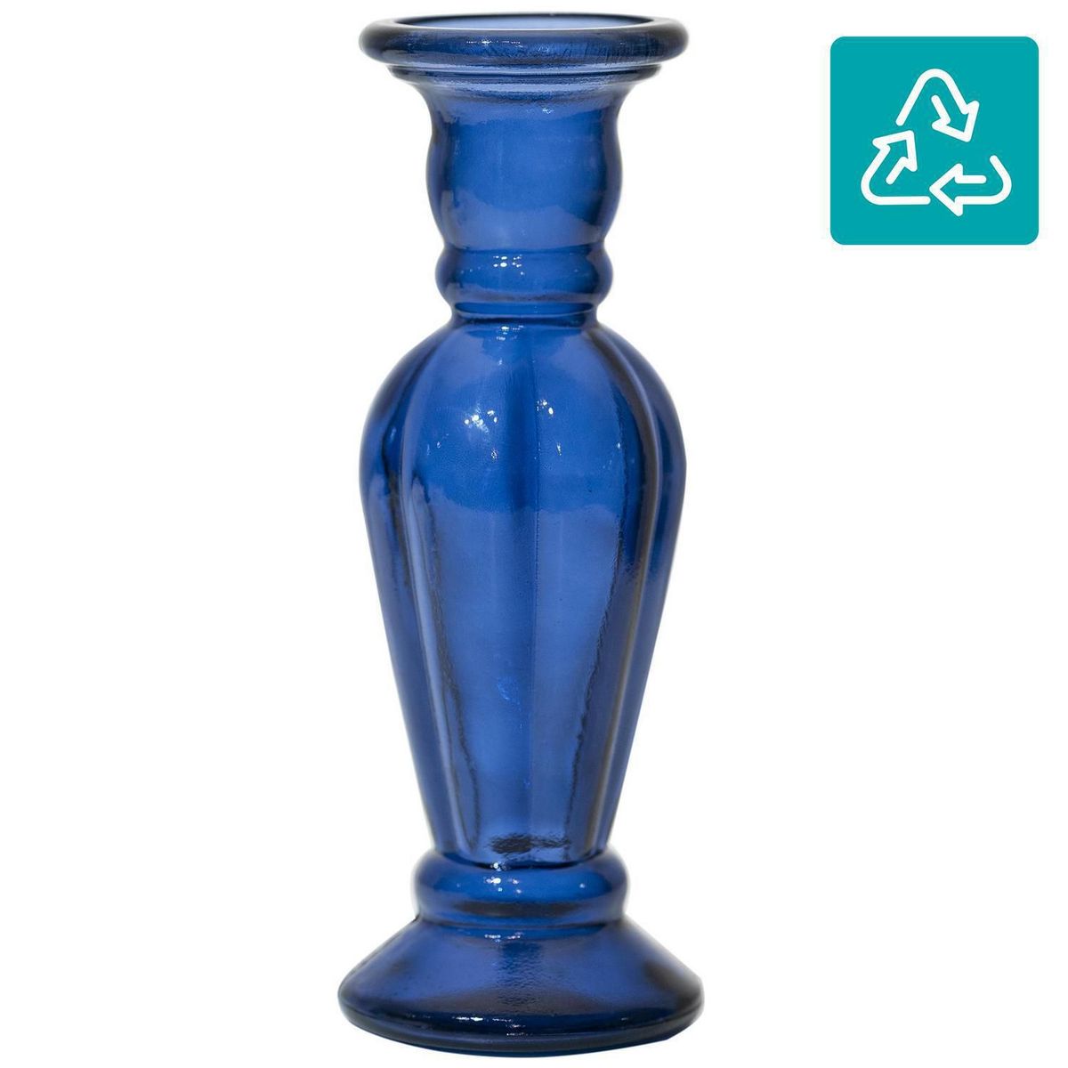 VIDRIOS SAN MIGUEL - Candelabro Decorativo Vidrio Azul 11x30x30cm