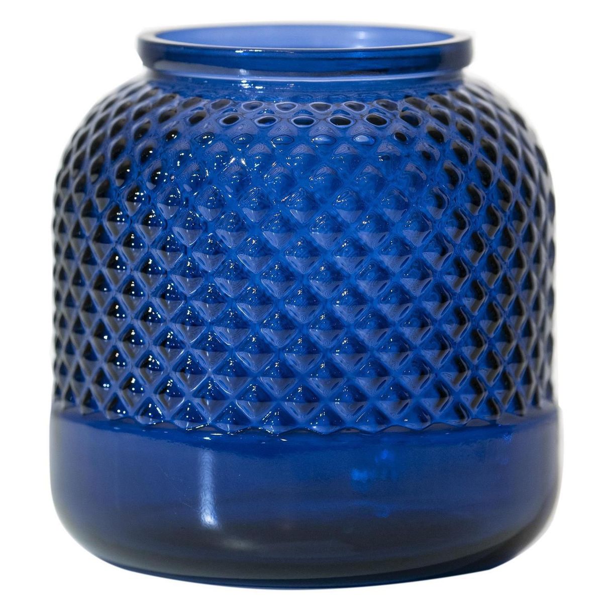 VIDRIOS SAN MIGUEL - Jarrón Huracan Diamante Vidrio Azul 19x19x19cm