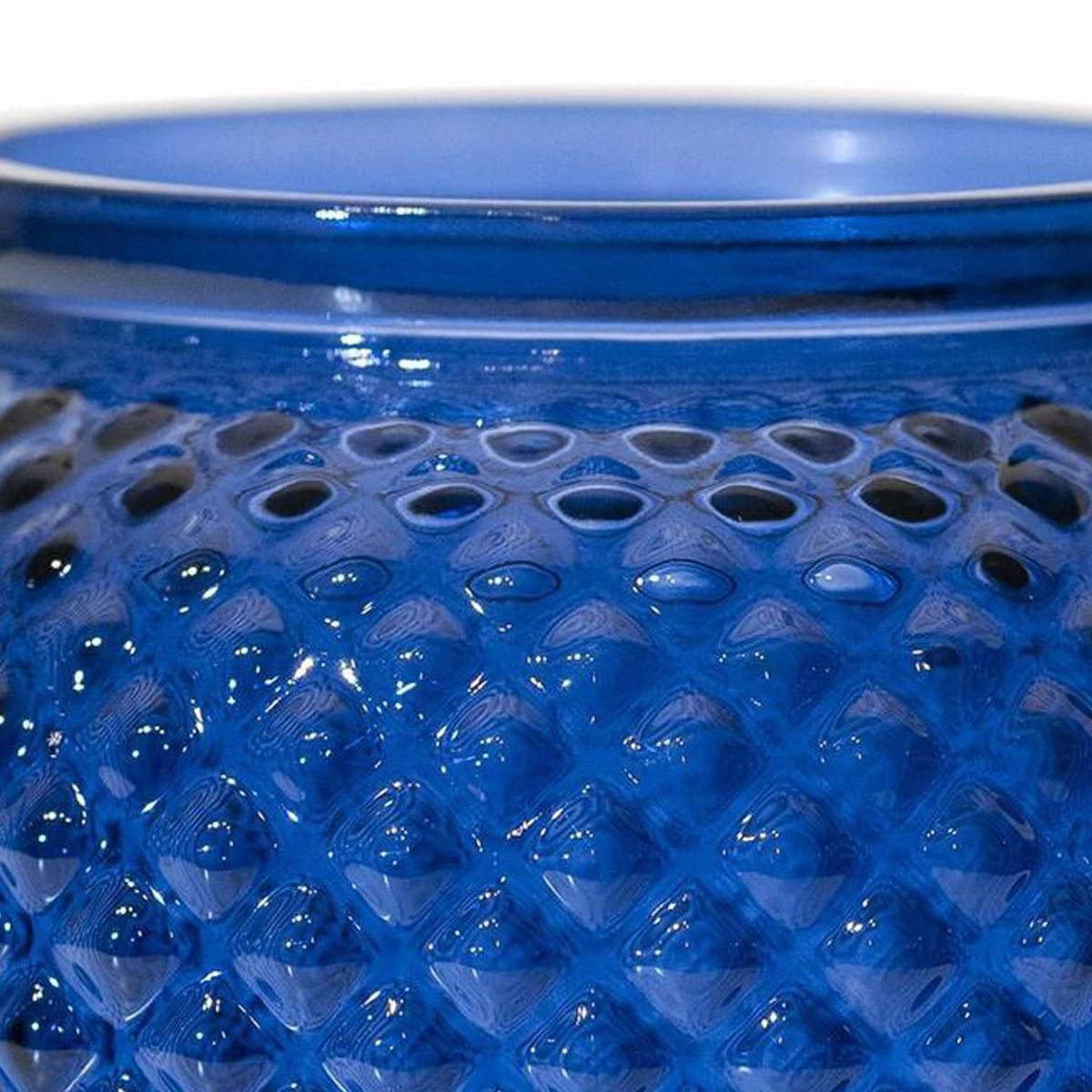VIDRIOS SAN MIGUEL - Jarrón Huracan Diamante Vidrio Azul 19x19x19cm