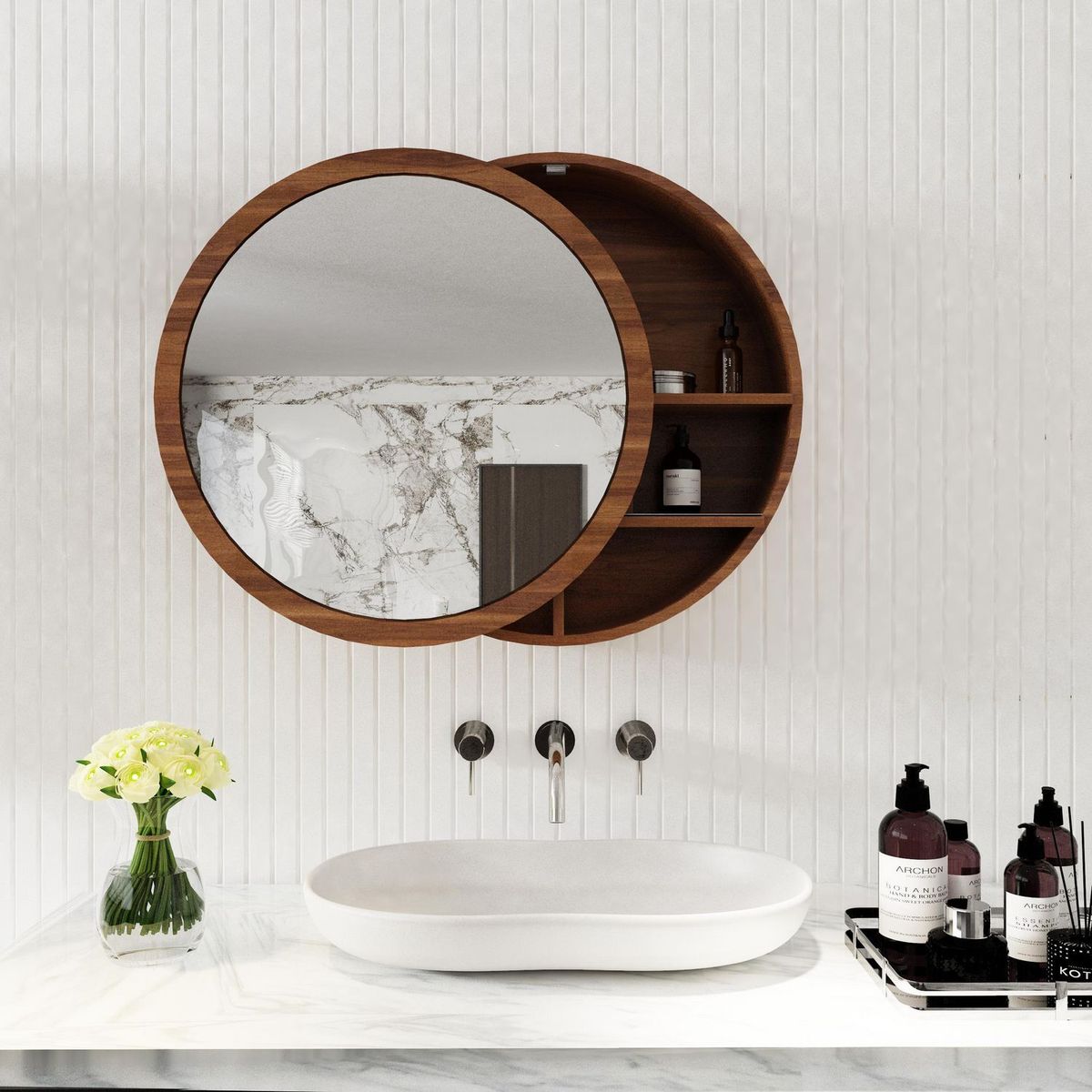 SENSI DACQUA - Botiquín Redondo Espejo Deslizante