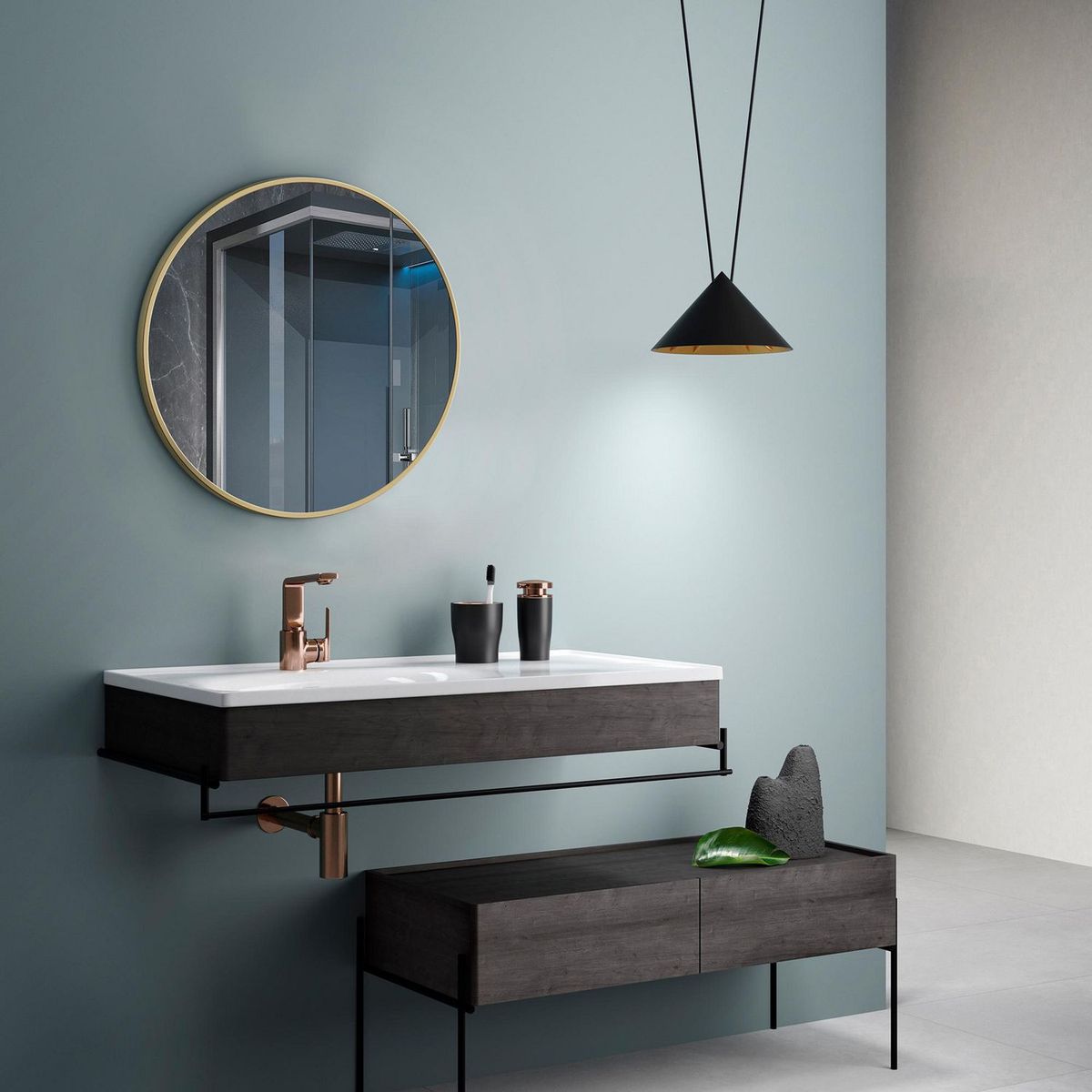 SENSI DACQUA - Espejo de Baño Redondo Brush 100cm