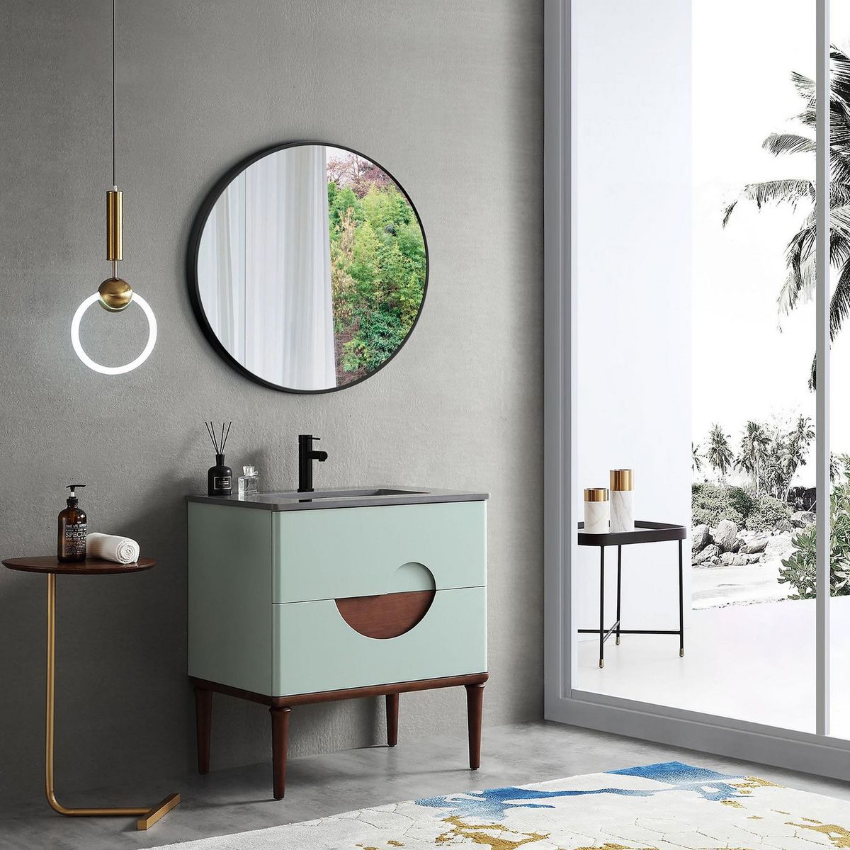 SENSI DACQUA - Espejo de Baño Redondo Negro Mate 100cm