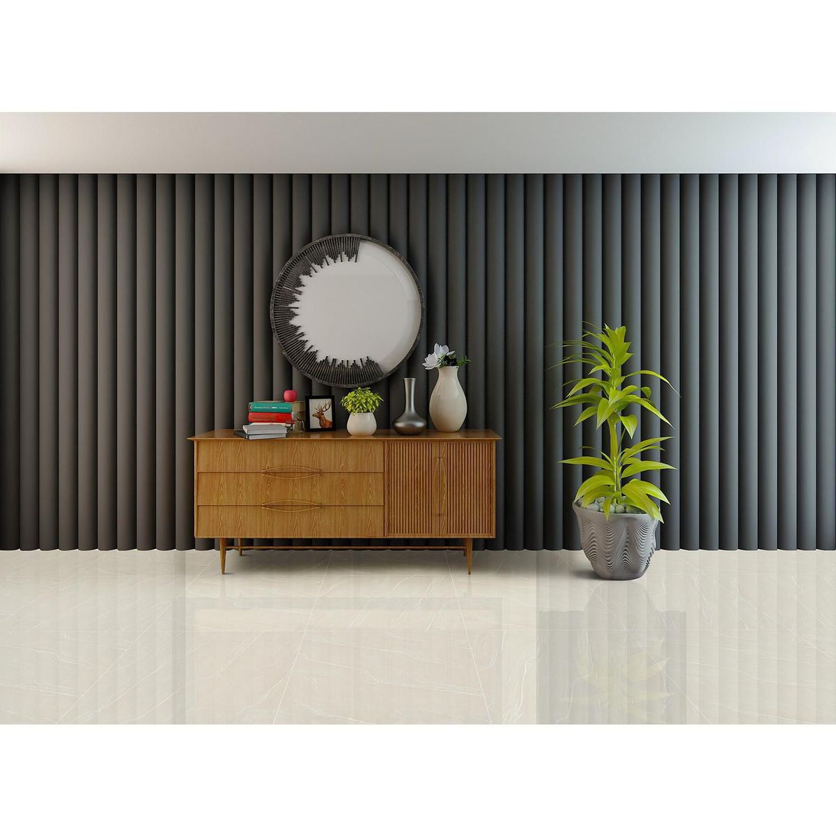 HOLZTEK - Porcelanato Beige 60x60cm 1.44m2 Marmolado Brillante New Ares