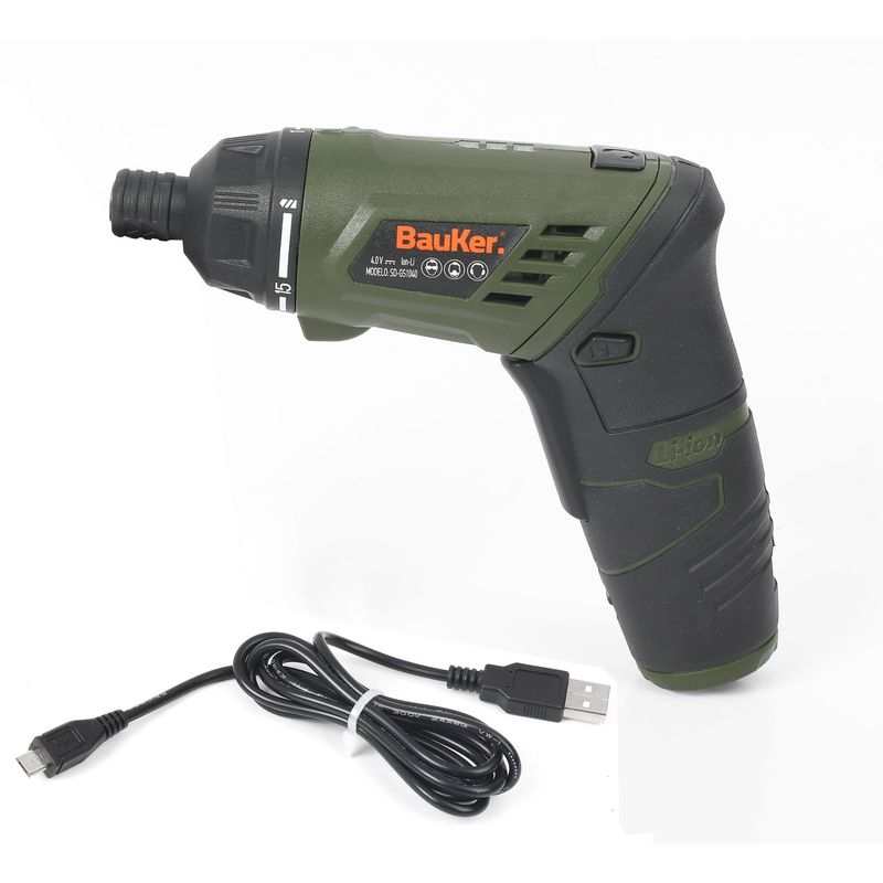 BAUKER - Atornillador Inalámbrico 4V Bauker +29 Accesorios USB