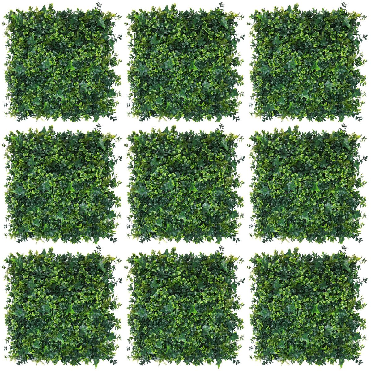 JUST HOME COLLECTION - Set 9 Jardín Vertical Artificial Verde 50x50cm