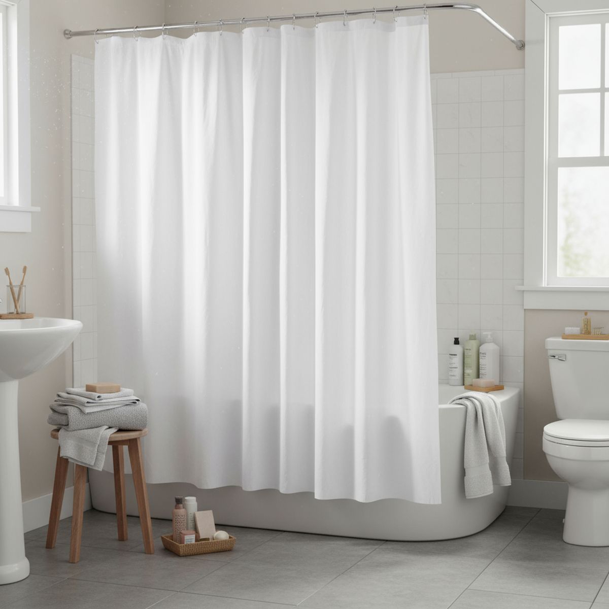 CASA BONITA - Forro de Cortina de Baño Blanca 140x200cm