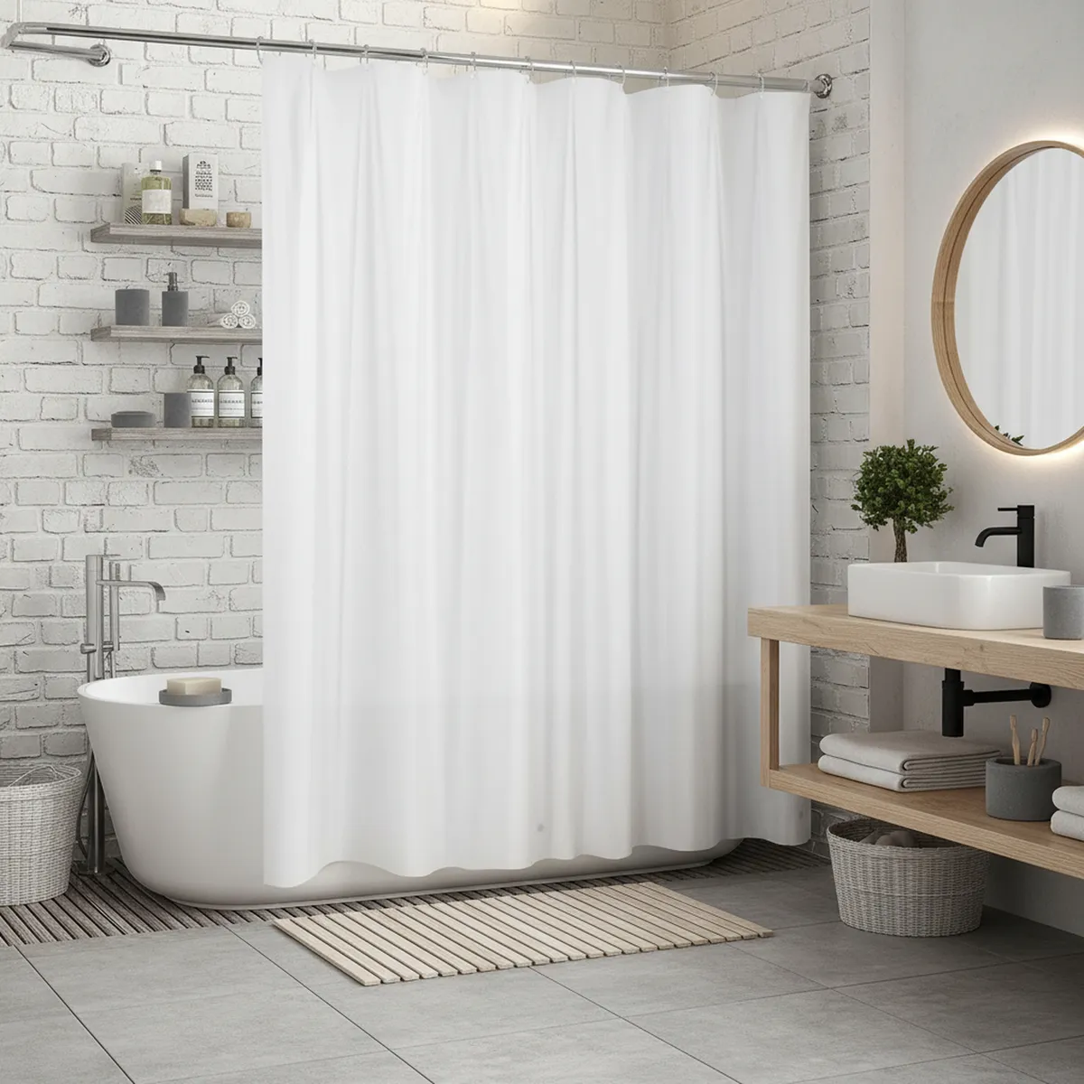 CASA BONITA - Forro de Cortina de Baño Blanca 190x195cm