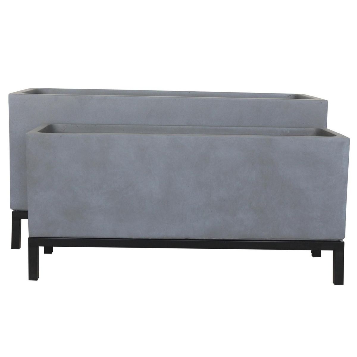 JUST HOME COLLECTION - Set 2 Macetas Rectangular Plomo