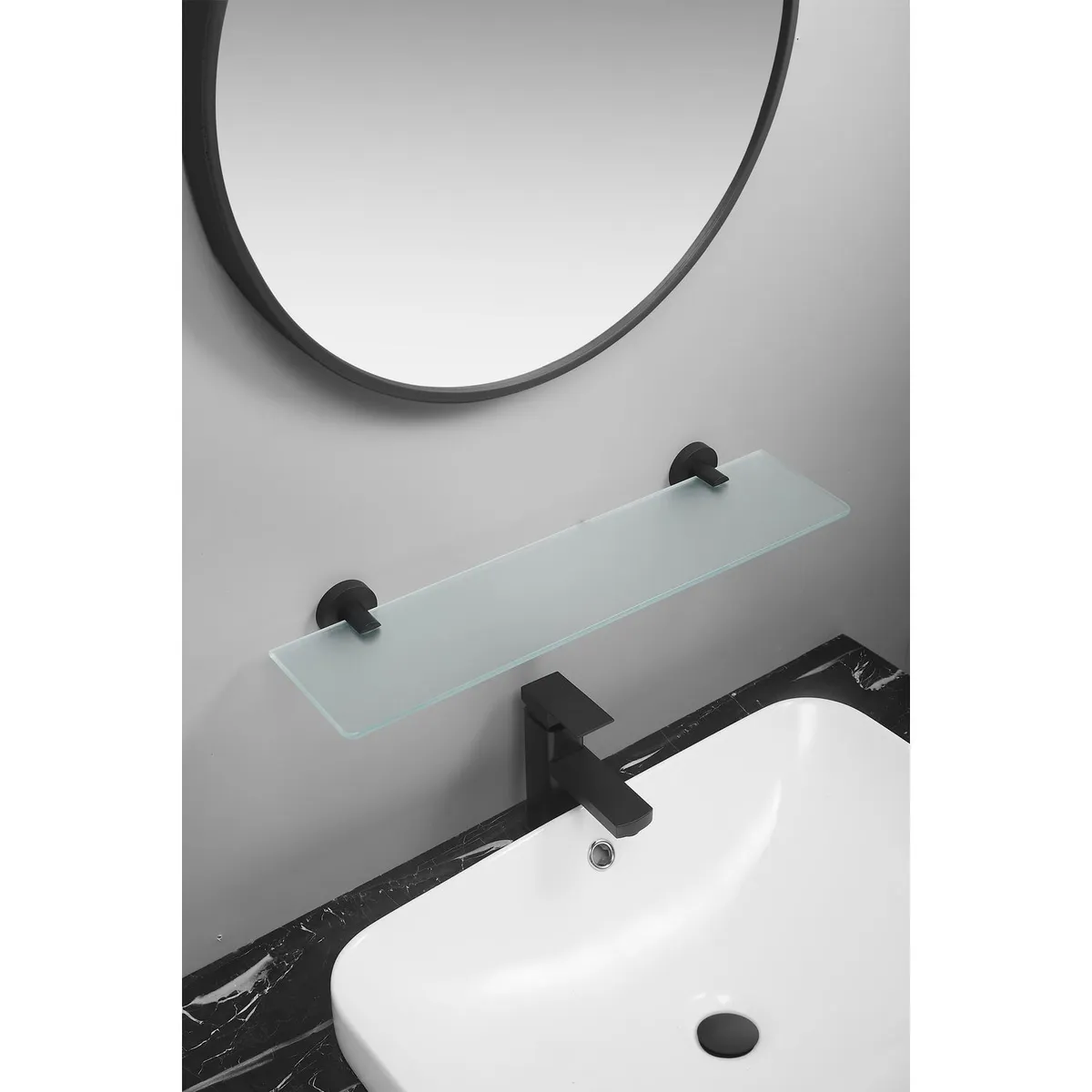 SENSI DACQUA - Repisa Vidrio Chicago Negro Mate