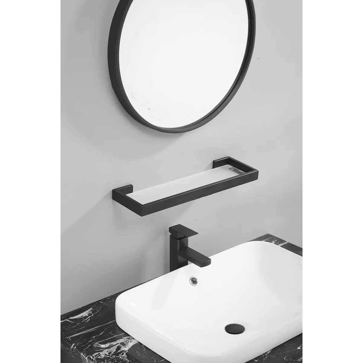 SENSI DACQUA - Repisa de Vidrio NewYork Negro Mate