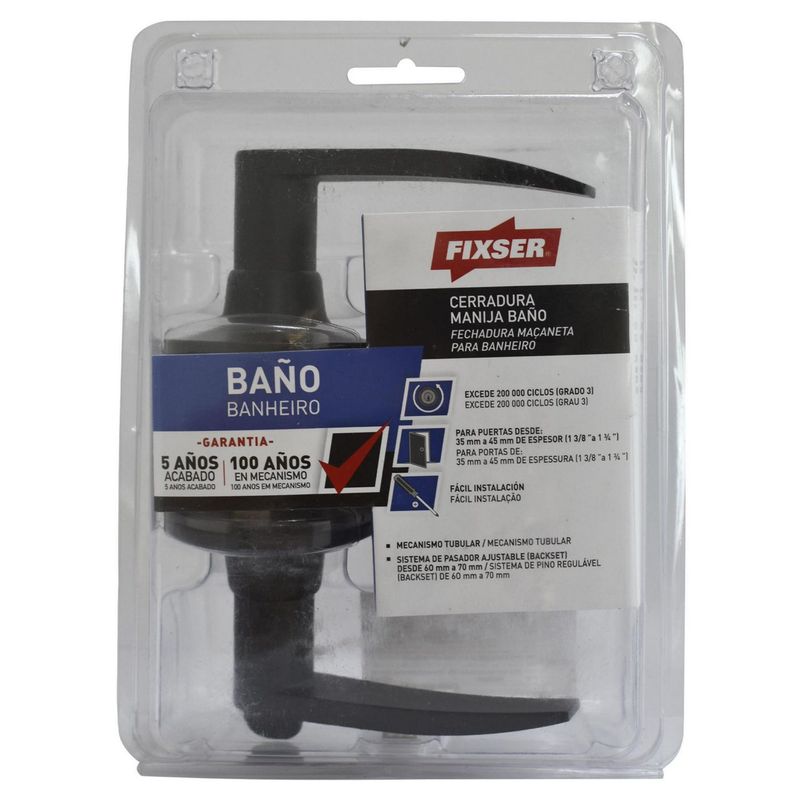 FIXSER - Cerradura de Manija Baño Negro
