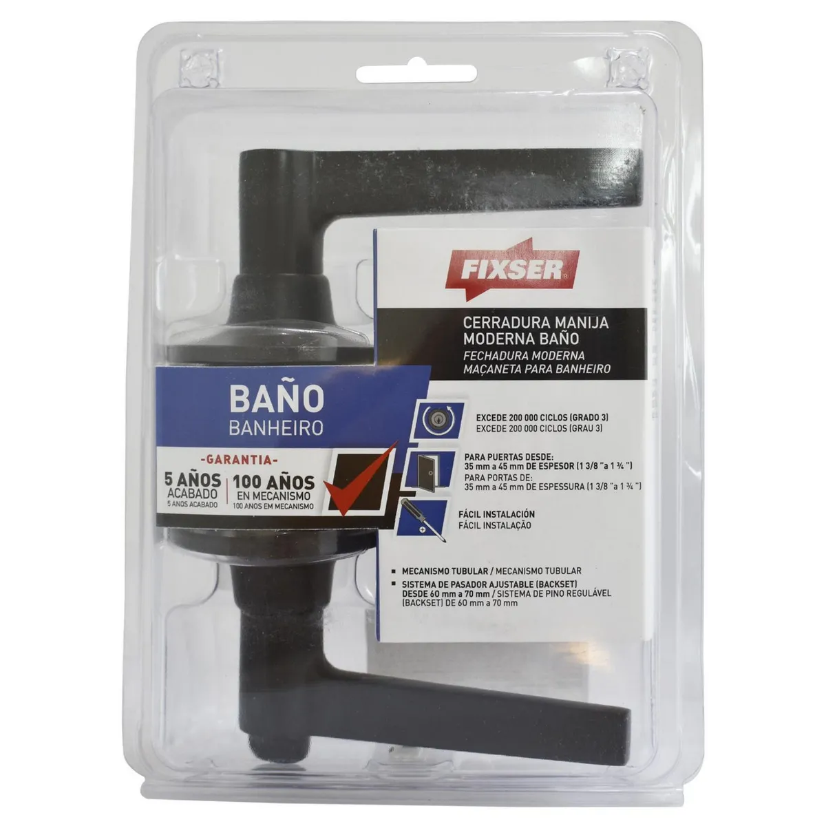 FIXSER - Cerradura de Manija Baño Moderna Negro