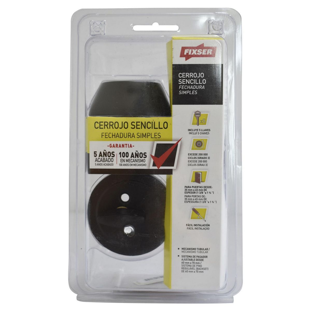 FIXSER - Cerrojo Sencillo Negro Fixser