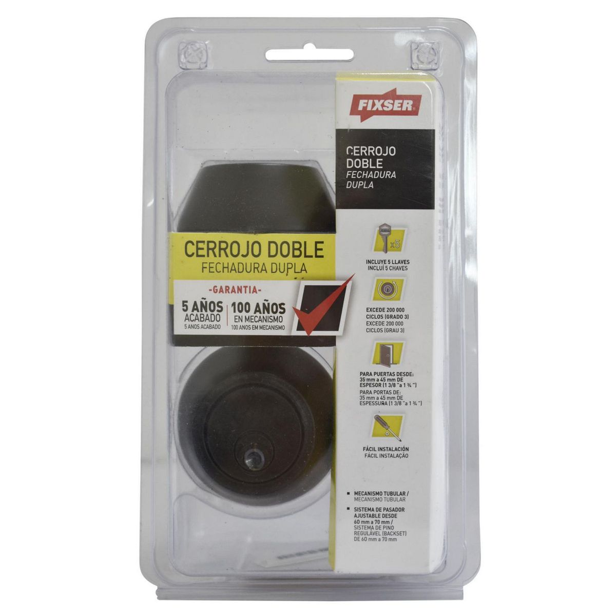 FIXSER - Cerrojo Doble Negro Fixser