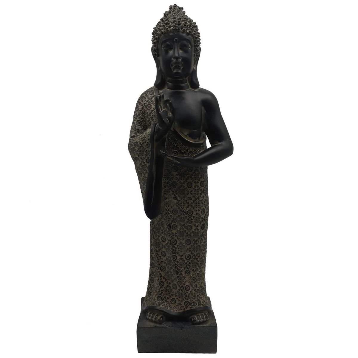 JUST HOME COLLECTION - Adorno Budha de Pie Poliresina Negro 15.5x50.5x13cm