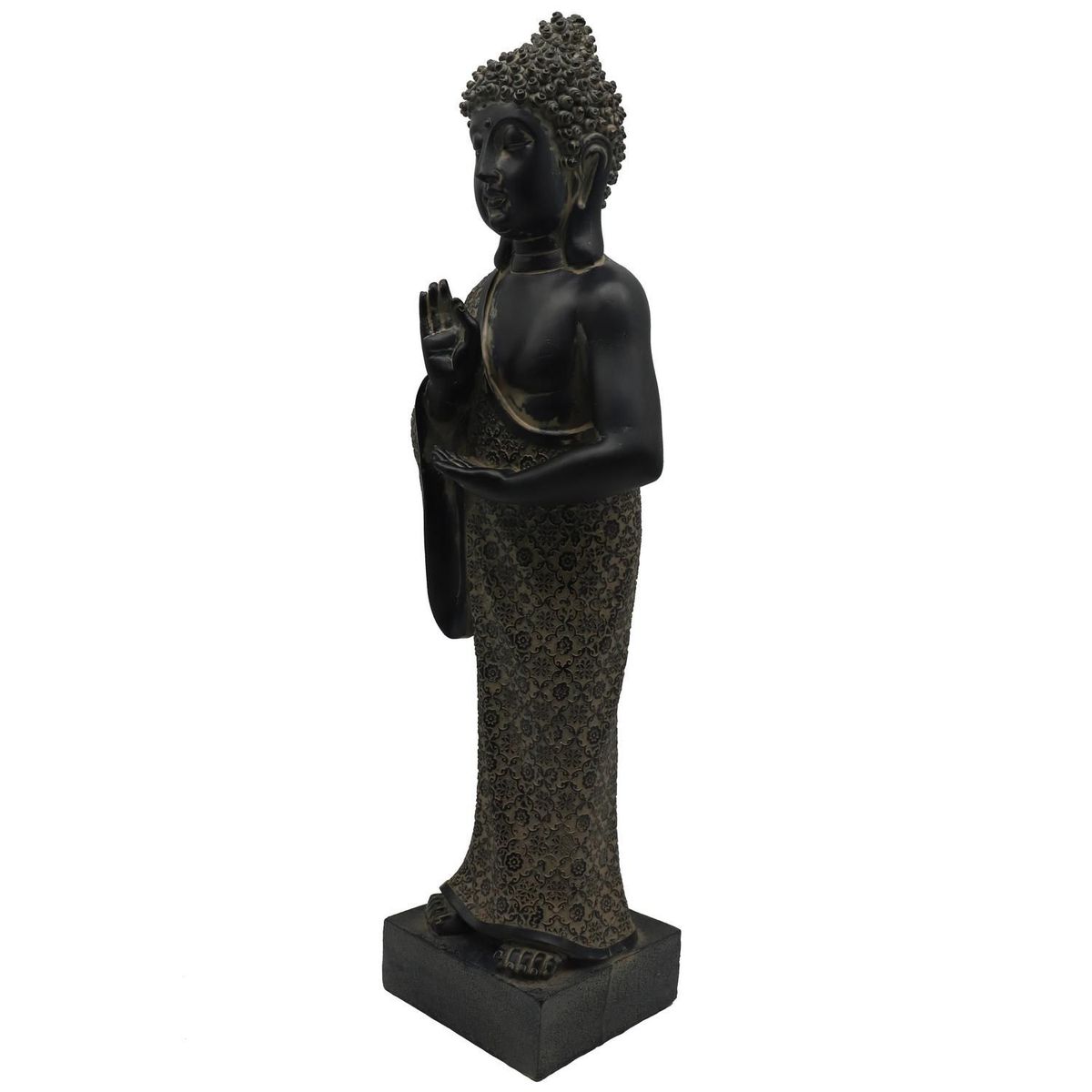 JUST HOME COLLECTION - Adorno Budha de Pie Poliresina Negro 15.5x50.5x13cm