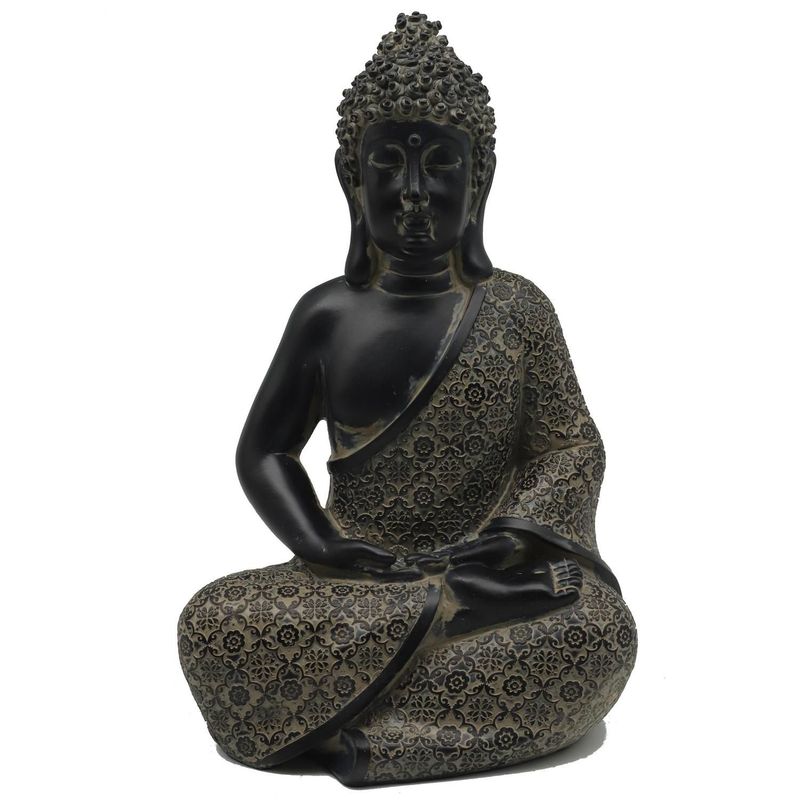 JUST HOME COLLECTION - Adorno Budha Sentado Poliresina Negro 20x31x16cm