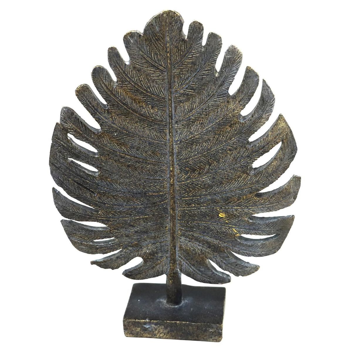 JUST HOME COLLECTION - Adorno Hoja con Base Poliresina Dorado 23.5cm