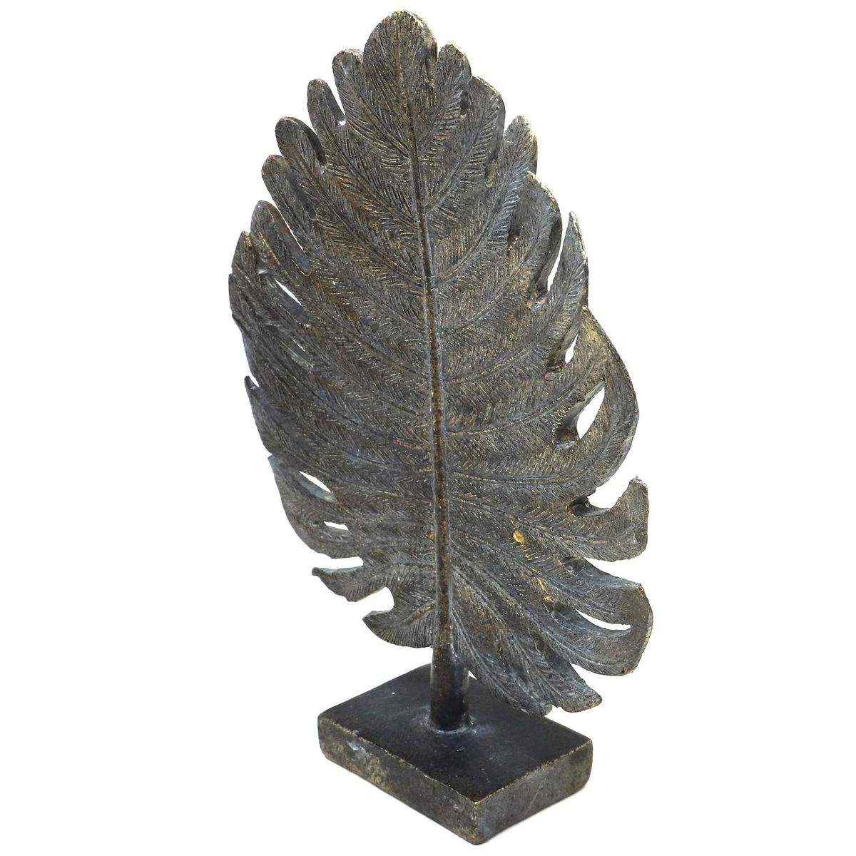 JUST HOME COLLECTION - Adorno Hoja con Base Poliresina Dorado 23.5cm