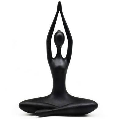 Figura Yoga Manos Arriba Poliresina Negro 22.3x33.5x11.3cm